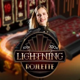 Lightning Roulette online game logo by Evolution on rhinobets.uk.com